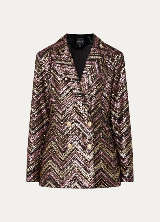 NIKKIE Annelies double-breasted blazer met pailletten  - voorkant oudroze