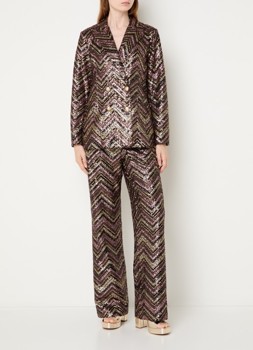 NIKKIE Annelies double-breasted blazer met pailletten  - voorkant 2 oudroze