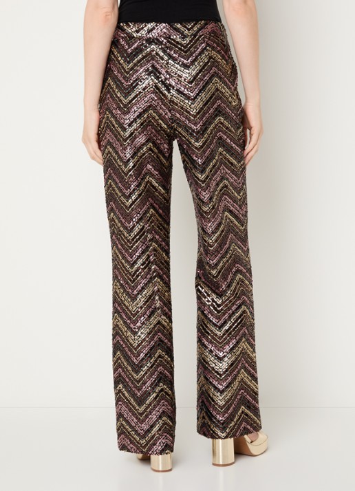 NIKKIE Annelies high waist loose fit pantalon met pailletten - achterkant 2 oudroze