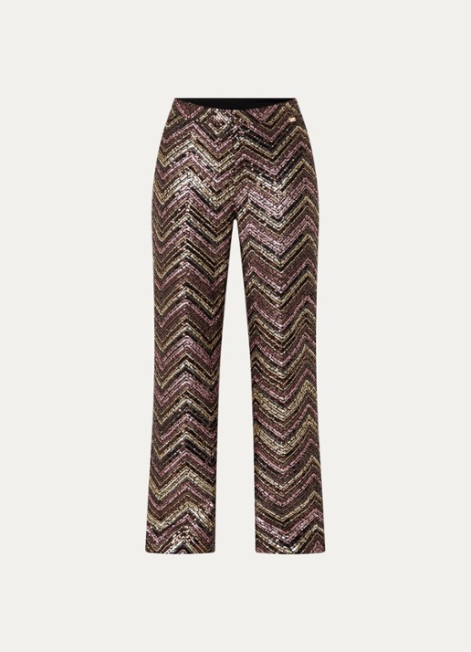 NIKKIE Annelies high waist loose fit pantalon met pailletten - voorkant 3 oudroze