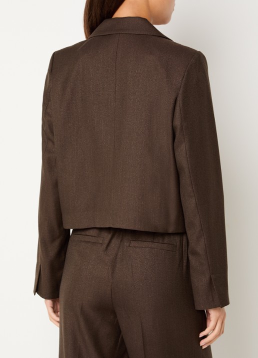 NIKKIE Anou cropped blazer met steekzakken - achterkant 4 donkerbruin