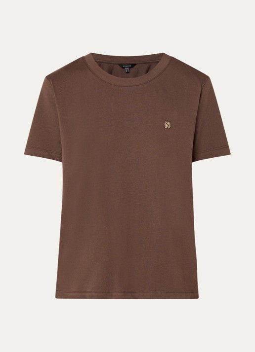 NIKKIE Arella T-shirt met logo - voorkant 3 bruin