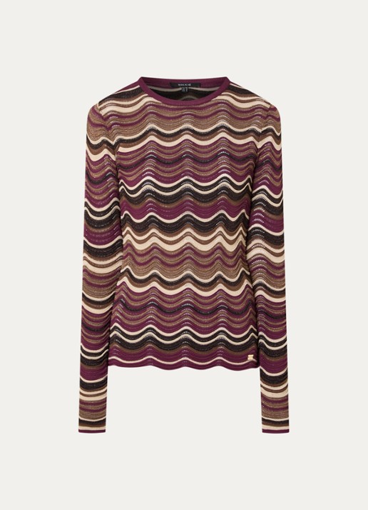 NIKKIE Arlla top met ingebreid patroon en lurex - voorkant 3 aubergine