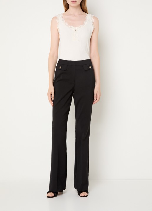 NIKKIE Arlynn tanktop met ribstructuur en details van kant - voorkant 2 gebroken wit