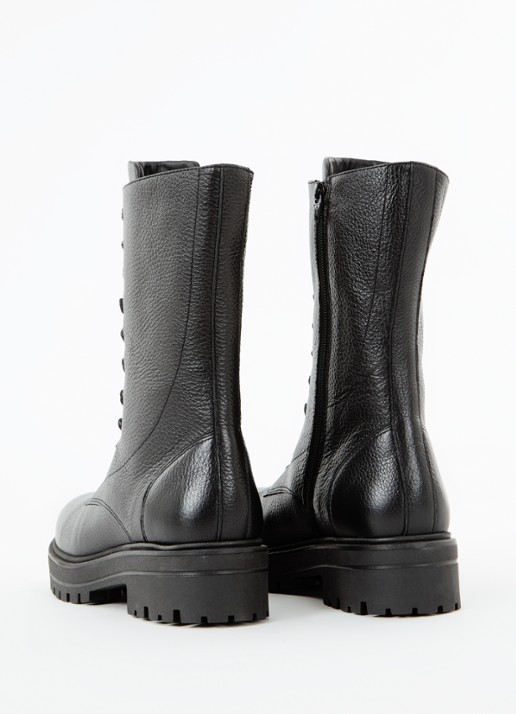 NIKKIE Dewie biker boot van leer - achterkant 4 zwart