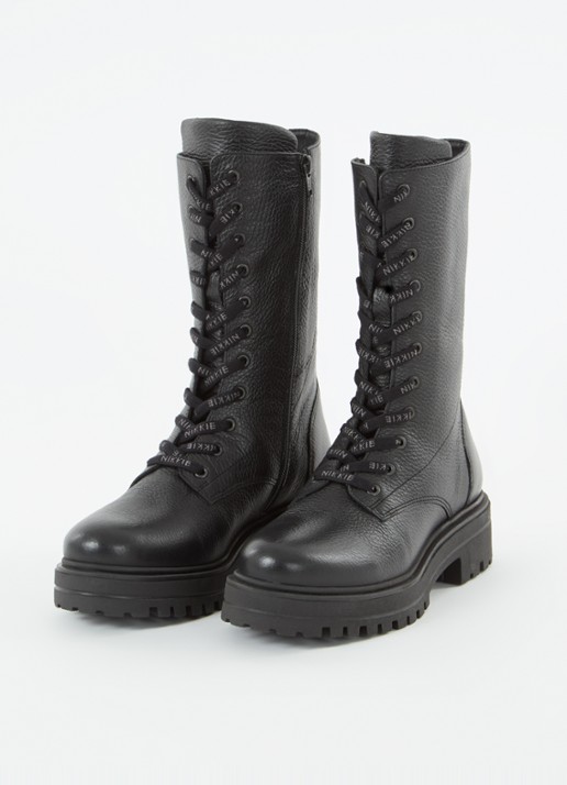 NIKKIE Dewie biker boot van leer - detail 2 zwart