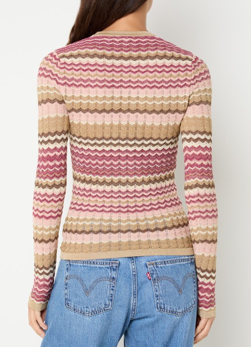 NIKKIE Fijngebreide trui met ingebreide print - achterkant 4 beige
