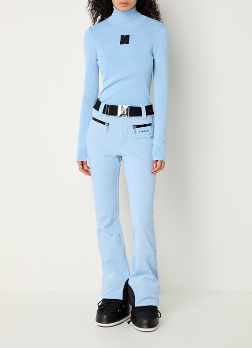 NIKKIE Grace high waist flared fit skibroek met ceintuur - voorkant 2 blauw