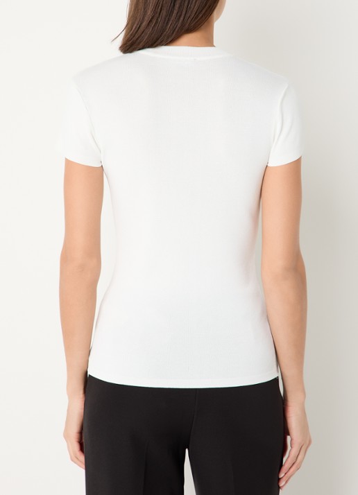 NIKKIE Jofli top met ribstructuur en stretch - achterkant wit