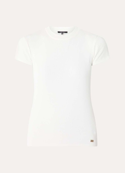 NIKKIE Jofli top met ribstructuur en stretch - voorkant 2 wit