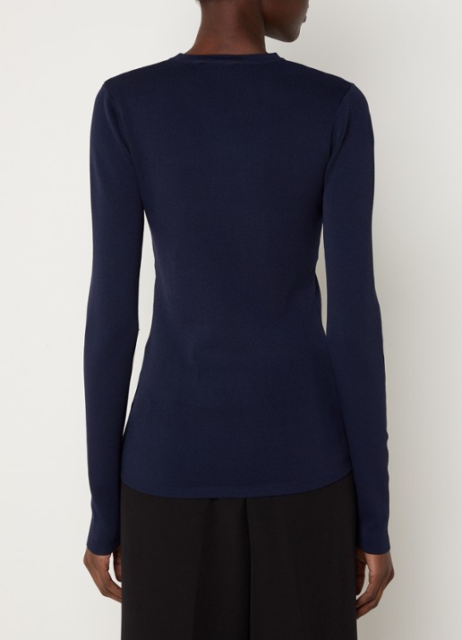 NIKKIE Jolie fijngebreide fitted top  - achterkant 4 donkerblauw