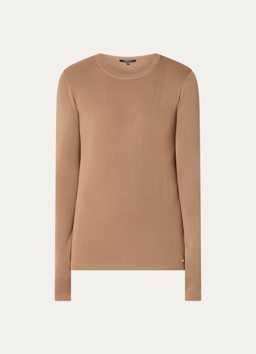 NIKKIE Jolie fijngebreide longsleeve met stretch - voorkant 2 lichtbruin