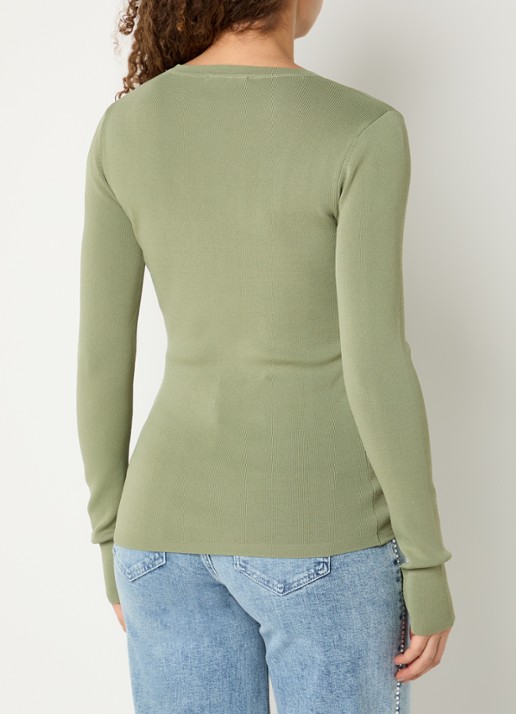 NIKKIE Jolie fijngebreide longsleeve met stretch - achterkant 4 lichtgroen