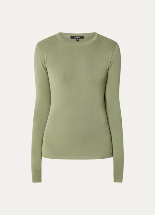 NIKKIE Jolie fijngebreide longsleeve met stretch - voorkant lichtgroen