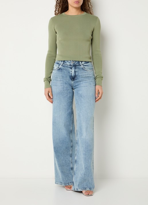 NIKKIE Jolie fijngebreide longsleeve met stretch - voorkant 2 lichtgroen