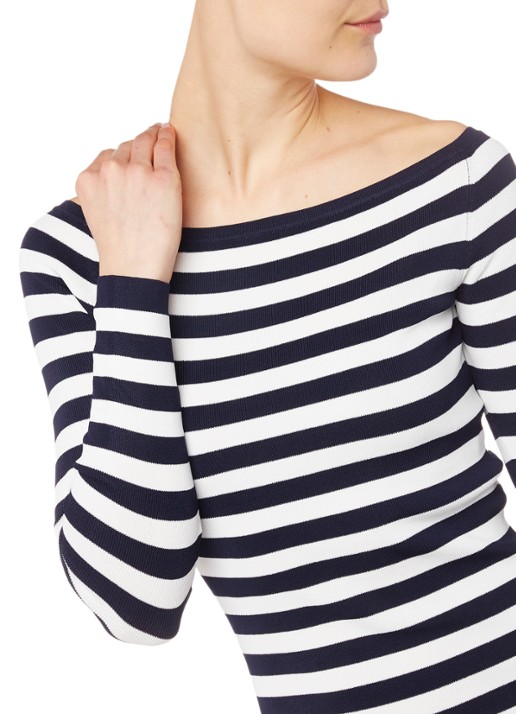 NIKKIE Jolie off shoulder jurk met lange mouw - detail 4 blauw