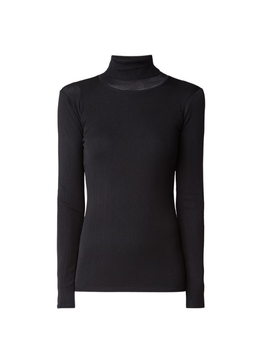 NIKKIE Jolie top met col en lange mouwen - voorkant 3 zwart