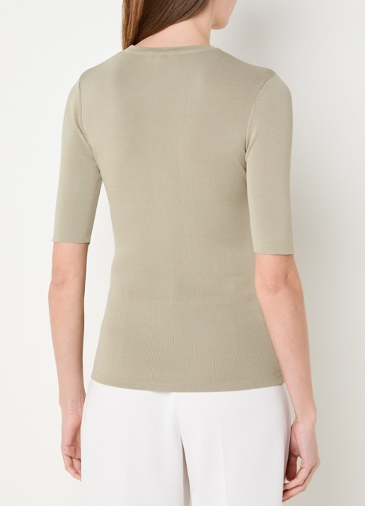 NIKKIE Jolie top met ronde hals - achterkant khaki