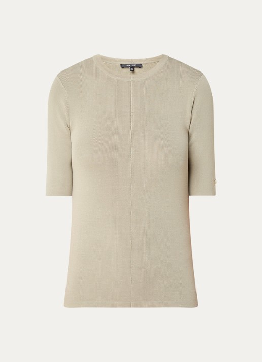 NIKKIE Jolie top met ronde hals - voorkant 3 khaki