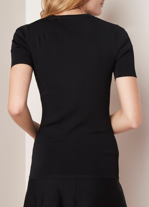 NIKKIE Jolie top van stretchjersey met korte mouw - achterkant 3 zwart