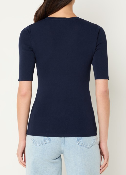 NIKKIE Jolie top van stretchjersey met korte mouw - achterkant 4 donkerblauw
