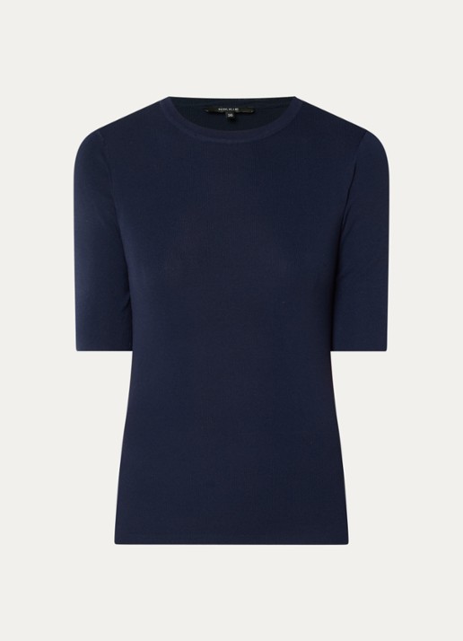 NIKKIE Jolie top van stretchjersey met korte mouw - voorkant 2 donkerblauw