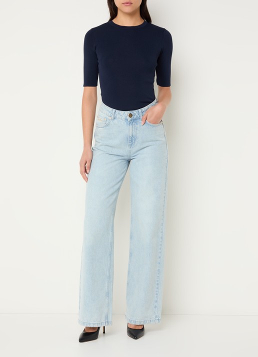 NIKKIE Jolie top van stretchjersey met korte mouw - voorkant 3 donkerblauw