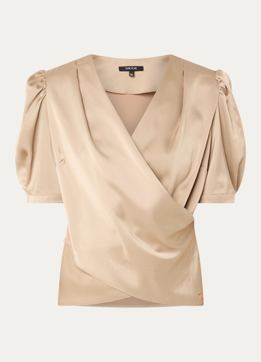 NIKKIE Kransis tuniek met pofmouwen - voorkant 2 khaki