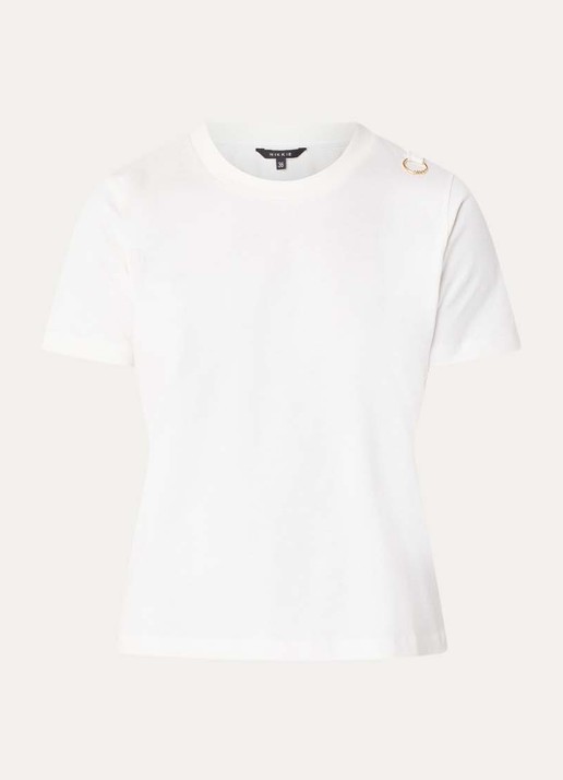 NIKKIE Logo Ring T-shirt met ronde hals - voorkant 2 gebroken wit