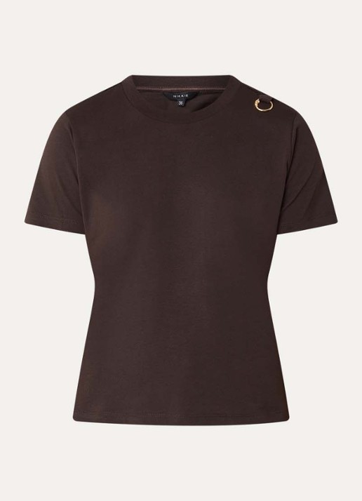 NIKKIE Logo Ring T-shirt met ronde hals - voorkant bruin