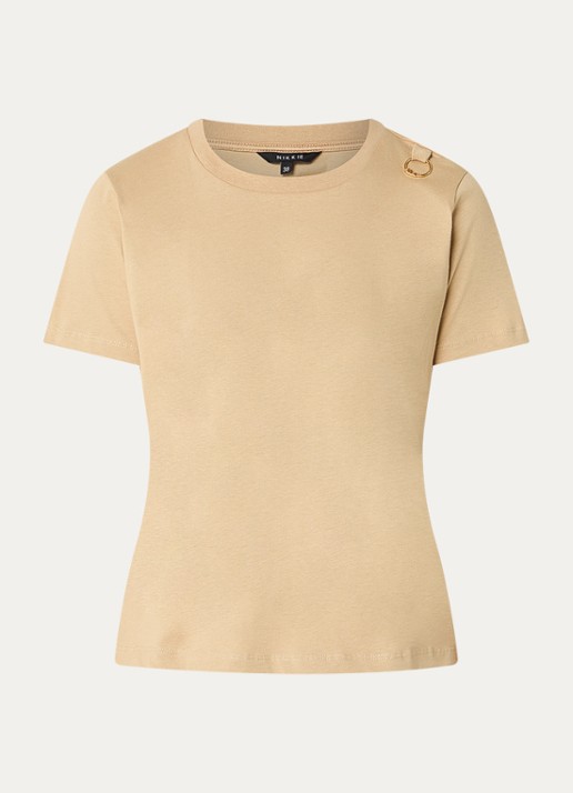 NIKKIE Logo Ring T-shirt met ronde hals - voorkant 3 beige