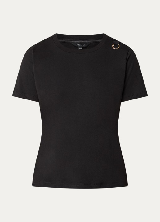 NIKKIE Logo Ring T-shirt met ronde hals - voorkant zwart