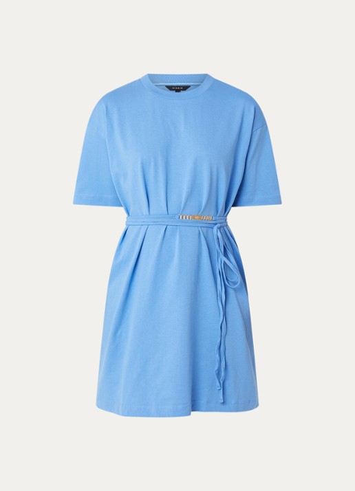NIKKIE Mini jurk met strikceintuur - voorkant blauw
