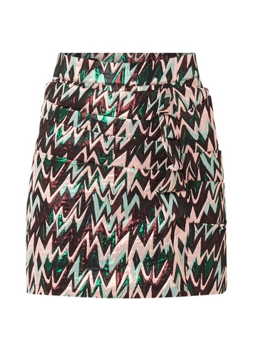 NIKKIE Nena minirok met gedrapeerd detail en lurex - voorkant groen