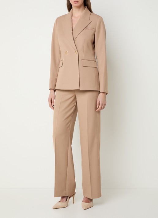 NIKKIE Oakland double-breasted blazer met schoudervulling en klepzakken - voorkant 4 camel