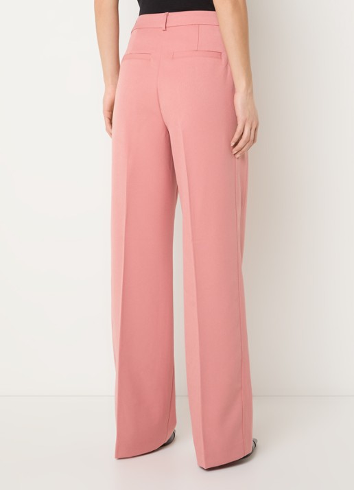 NIKKIE Oakland high waist straight fit pantalon met persplooi - achterkant abrikoos