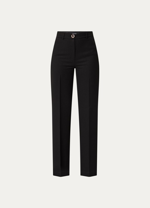 NIKKIE Oakland high waist straight fit pantalon met persplooi - voorkant 2 zwart
