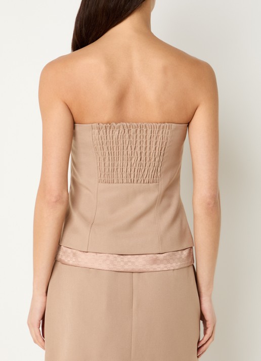NIKKIE Oakland strapless gilet met sierknopen - achterkant 3 donkerbeige