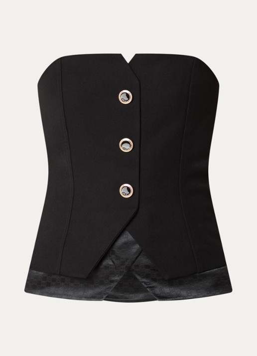 NIKKIE Oakland strapless gilet met sierknopen - voorkant 2 zwart