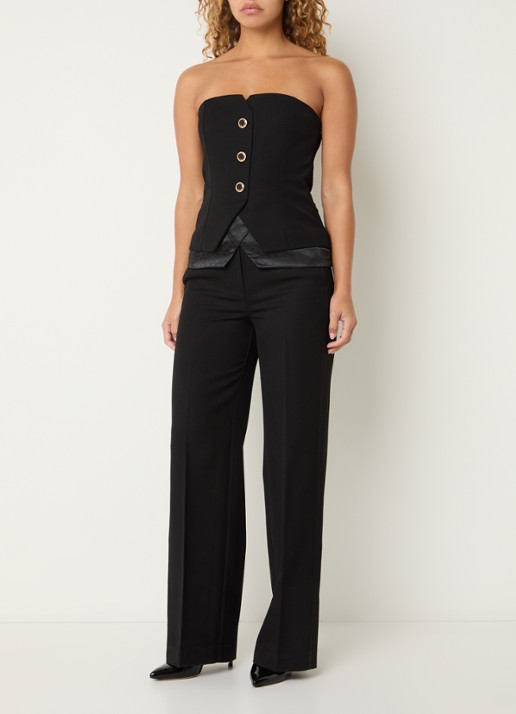 NIKKIE Oakland strapless gilet met sierknopen - voorkant 3 zwart