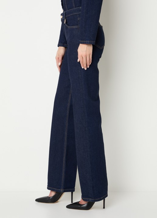 NIKKIE Obra high waist straight leg jeans met donkere wassing - detail 4 indigo