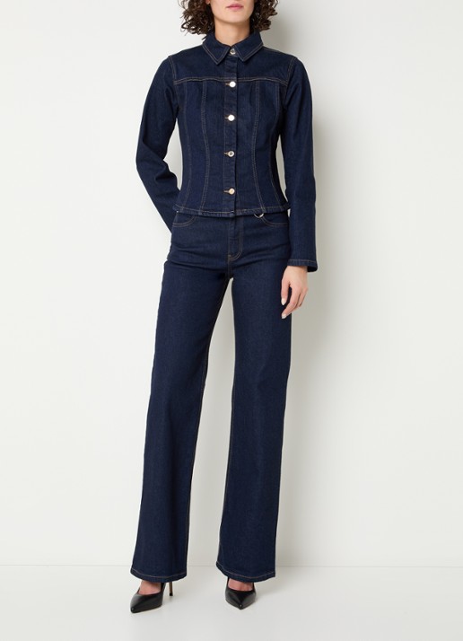 NIKKIE Obra high waist straight leg jeans met donkere wassing - voorkant 2 indigo
