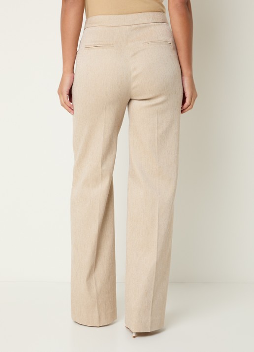NIKKIE Olympia high waist straight fit pantalon met lurex en persplooi - achterkant 3 beige
