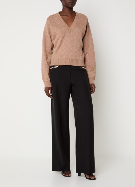 NIKKIE Omarah pullover met lurex en logoprint - voorkant 2 gebroken wit