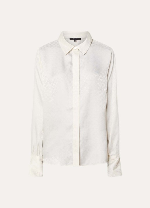 NIKKIE Opava blouse van satijn met print - voorkant gebroken wit