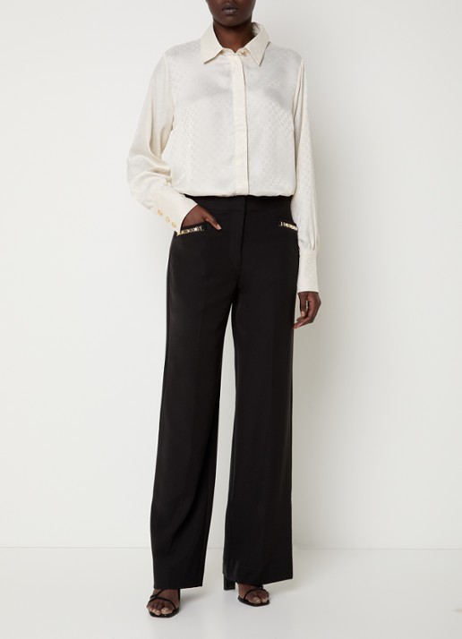 NIKKIE Opava blouse van satijn met print - voorkant 2 gebroken wit