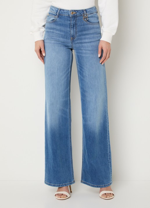 NIKKIE Orleans mid waist wide leg jeans met medium wassing