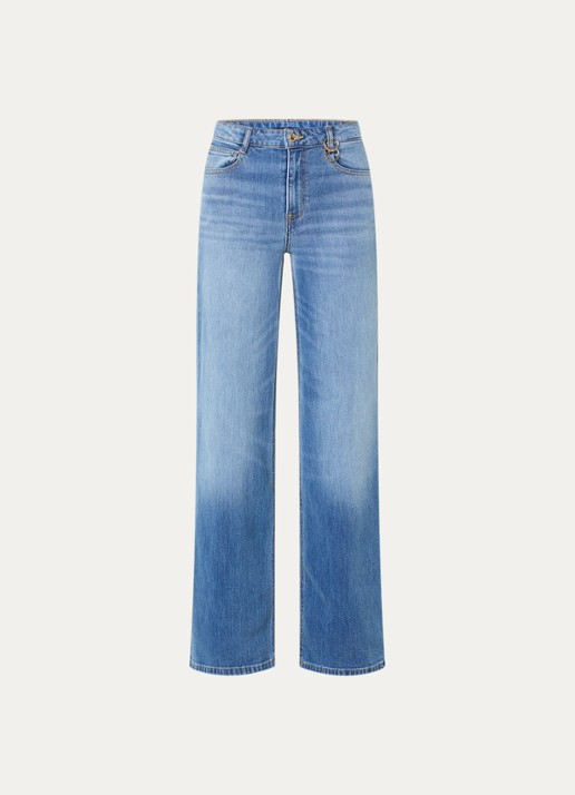 NIKKIE Orleans mid waist wide leg jeans met medium wassing - voorkant 4 indigo
