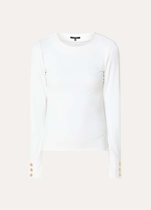 NIKKIE Oshawa top met ronde hals - voorkant wit