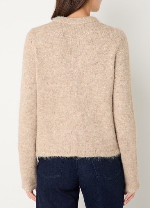 NIKKIE Otario fijngebreid vest in wolblend met ronde hals - achterkant 4 beige